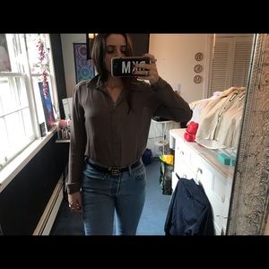 Brown blouse with lace back